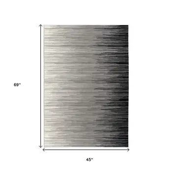 4' X 6' Black Abstract Power Loom Area Rug