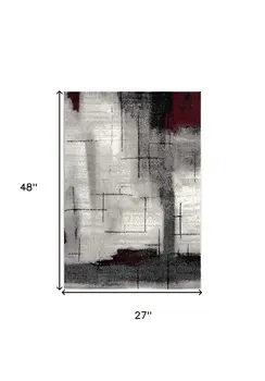2' X 4' Gray Abstract Dhurrie Area Rug