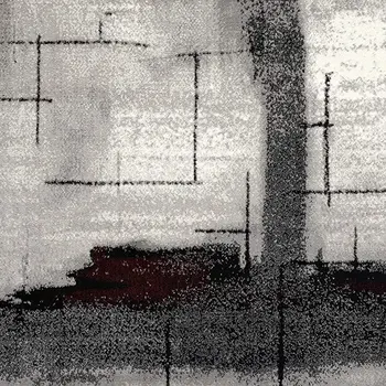 2' X 6' Gray And Burgundy Abstract Area Rug