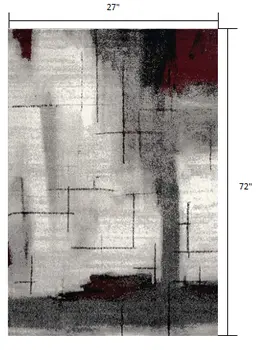 2' X 6' Gray And Burgundy Abstract Area Rug