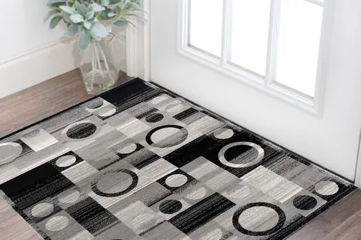 2' X 4' Gray Black And White Abstract Distressed Area Rug
