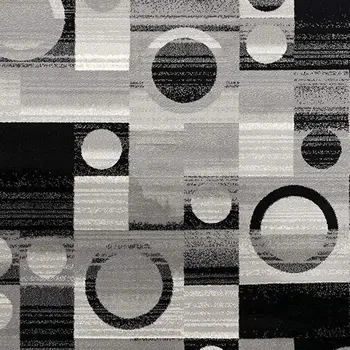 13' Black Gray And White Abstract Shag Runner Rug