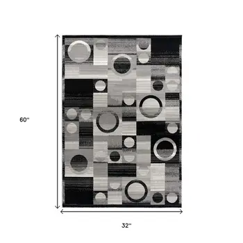 3' X 5' Gray Abstract Power Loom Area Rug