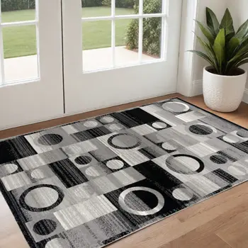 3' X 5' Gray Abstract Power Loom Area Rug