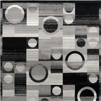 4' X 6' Gray Blocks And Rings Area Rug