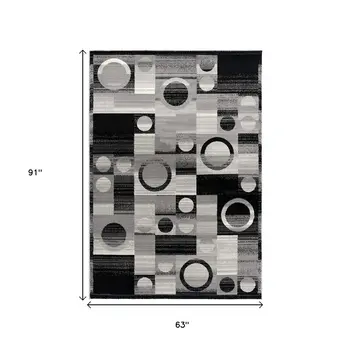 5' X 7' Gray Abstract Dhurrie Area Rug