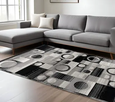 6' X 9' Gray Abstract Dhurrie Area Rug