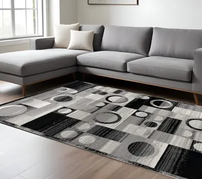 8' X 10' Gray Abstract Dhurrie Area Rug