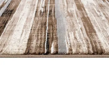 15' Beige Striped Dhurrie Runner Rug