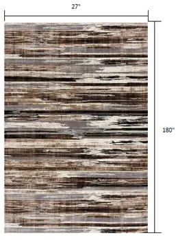 15' Beige Striped Dhurrie Runner Rug