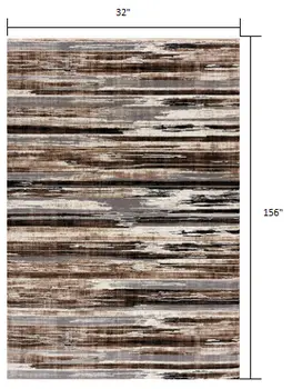 13' Beige And Ivory Abstract Shag Runner Rug