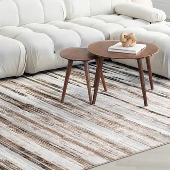 4' X 6' Gray and Brown Abstract Distressed Area Rug