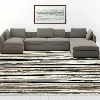 6' X 9' Beige Striped Dhurrie Area Rug