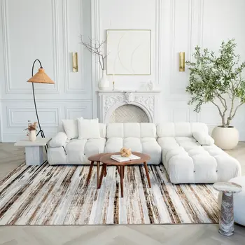 6' X 9' Beige Striped Dhurrie Area Rug