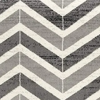 13' Gray And Ivory Chevron Distressed Runner Rug
