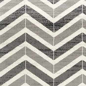 13' Gray And Ivory Chevron Distressed Runner Rug