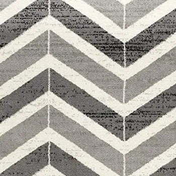2' X 4' Gray And Ivory Chevron Distressed Area Rug