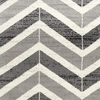 3' X 5' Gray And Ivory Chevron Distressed Area Rug