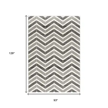 8' X 11' Gray Chevron Dhurrie Area Rug