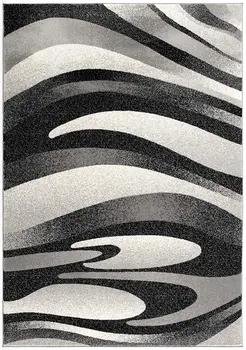 13' Black And Gray Abstract Shag Runner Rug