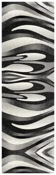 8' Gray Abstract Power Loom Runner Rug