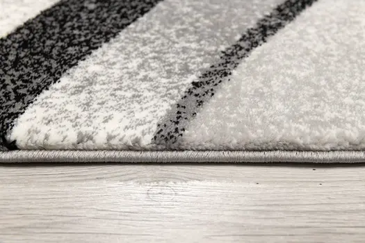 8' Gray Abstract Power Loom Runner Rug