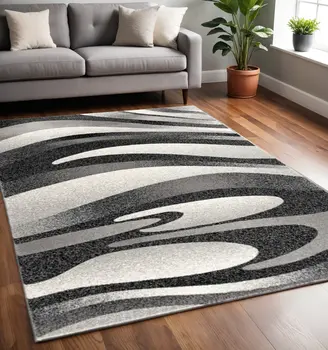 5' X 7' Gray Abstract Dhurrie Area Rug