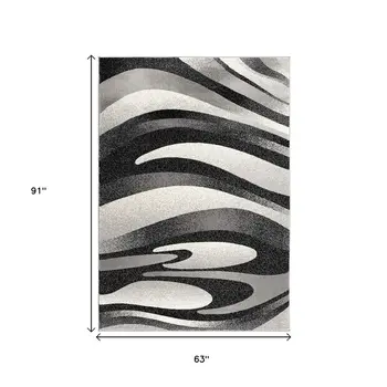 5' X 7' Gray Abstract Dhurrie Area Rug