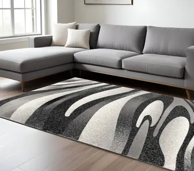 6' X 9' Gray Abstract Dhurrie Area Rug