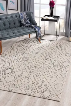 5' X 7' Ivory Geometric Berber Area Rug