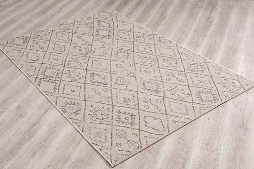 5' X 7' Ivory Geometric Berber Area Rug