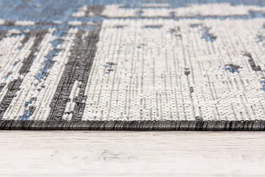 5' X 7' Blue and Gray Abstract Area Rug