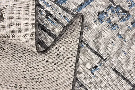 5' X 7' Blue and Gray Abstract Area Rug