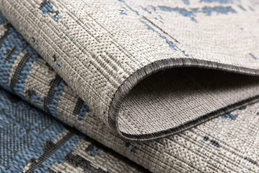 5' X 7' Blue and Gray Abstract Area Rug