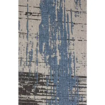 5' X 7' Blue and Gray Abstract Area Rug