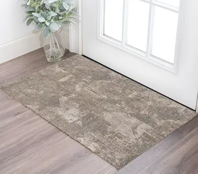 3' X 5' Ivory Distressed Diamonds Area Rug