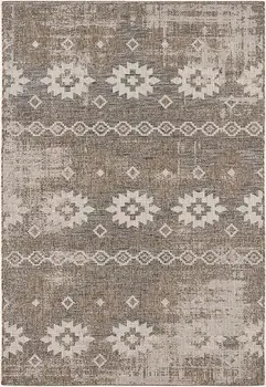 5' X 7' Gray and Ivory Ikat Area Rug