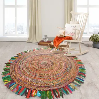6' Natural Hand Woven Round Rug