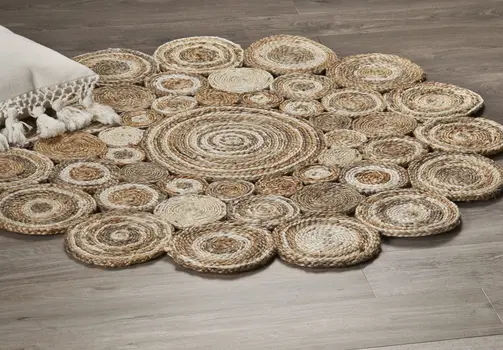 5' X 5' Natural Jute Hand Braided Area Rug
