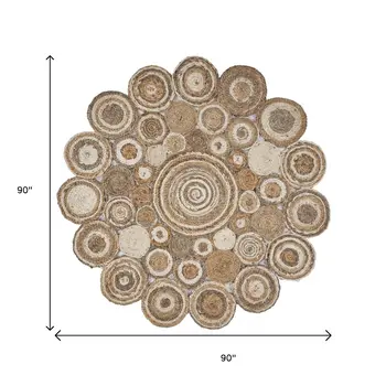 8' Natural Jute Hand Braided Round Rug