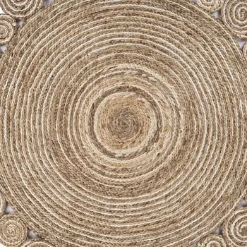 5' X 5' Beige Jute Hand Braided Area Rug
