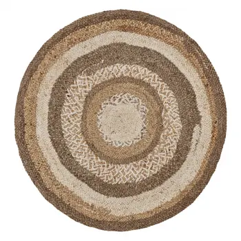 5' Beige Jute Hand Braided Round Rug