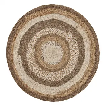 6' Beige Jute Hand Braided Round Rug