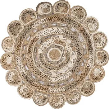 5' X 5' Beige Jute Hand Braided Area Rug
