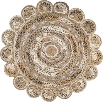 8' Beige Jute Hand Braided Round Rug