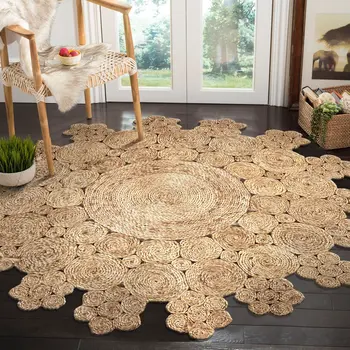 6' Natural Jute Hand Braided Round Rug