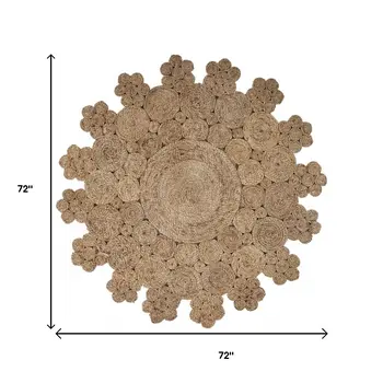 6' Natural Jute Hand Braided Round Rug