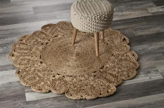 5' X 5' Natural Jute Hand Braided Area Rug
