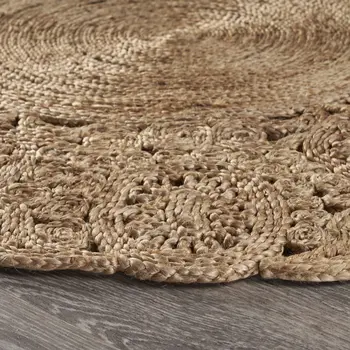 6' Natural Jute Hand Braided Round Rug