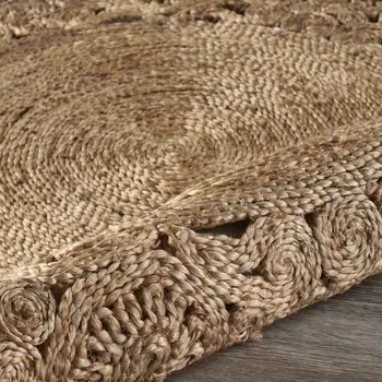 6' Natural Jute Hand Braided Round Rug